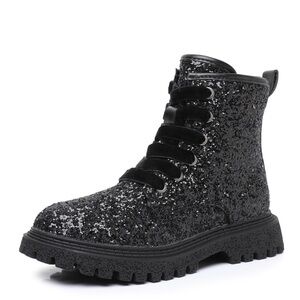 Black Glitter Ankle Boots